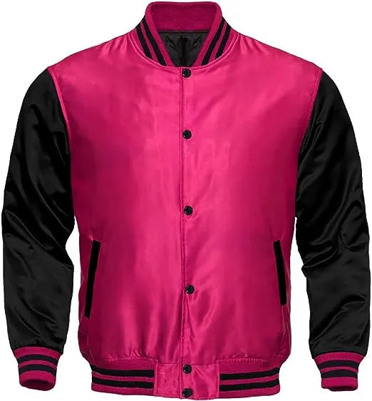 Pink Satin Varsity Jacket