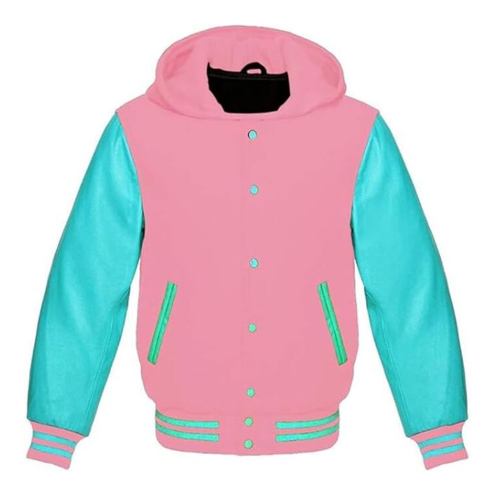 Pink and Sky Blue Letterman Hoodie