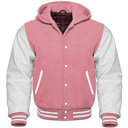 Pink and White Varsity Hoodie