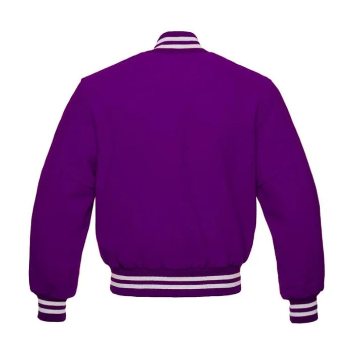 Purple All Wool Varsity Jacket Back Side