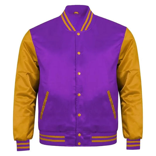 Purple and Gold Satin Varsity Jacket