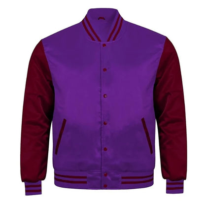 Purple and Maroon Satin Varsity Jacket