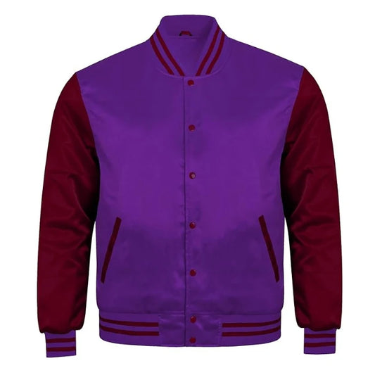 Purple and Maroon Satin Varsity Jacket