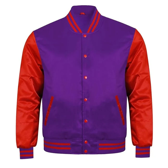 Purple and Red Satin Varsity Jacket