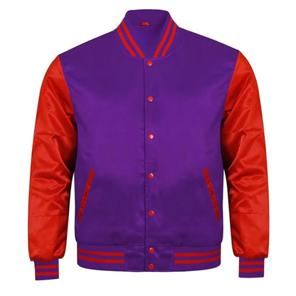 Purple and Red Satin Varsity Jacket