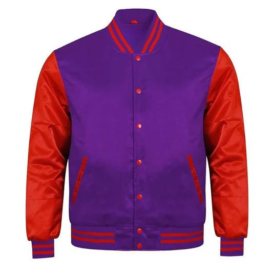 Purple and Red Satin Varsity Jacket