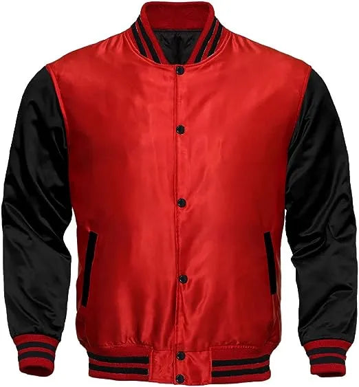 Red Satin Varsity Jacket