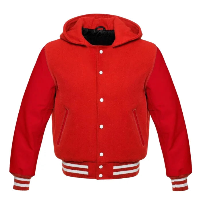 Red Varsity Jacket with Hood