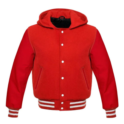 Red Varsity Jacket with Hood