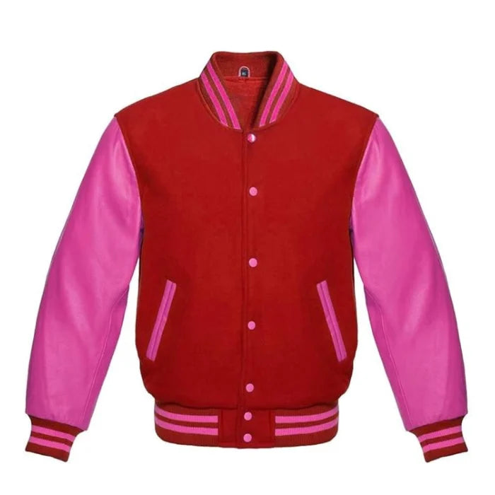 Red and Hot Pink Varsity Jacket