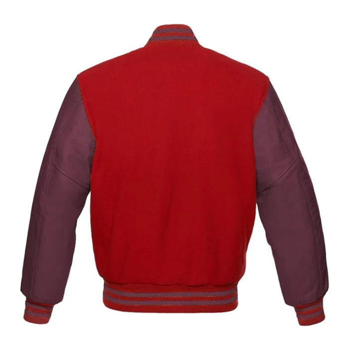 Red and Maroon Varsity Jacket Back Side