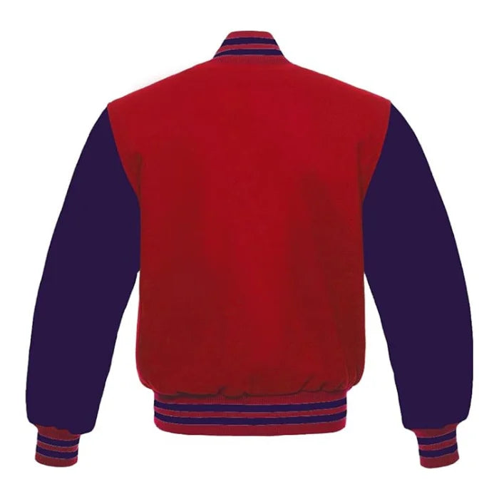 Red and Purple Varsity Jacket Back Side