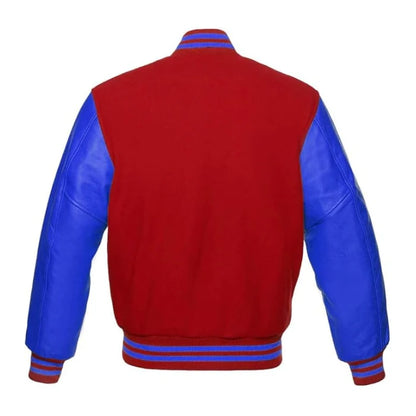 Red and Royal Blue Varsity Jacket Back Side
