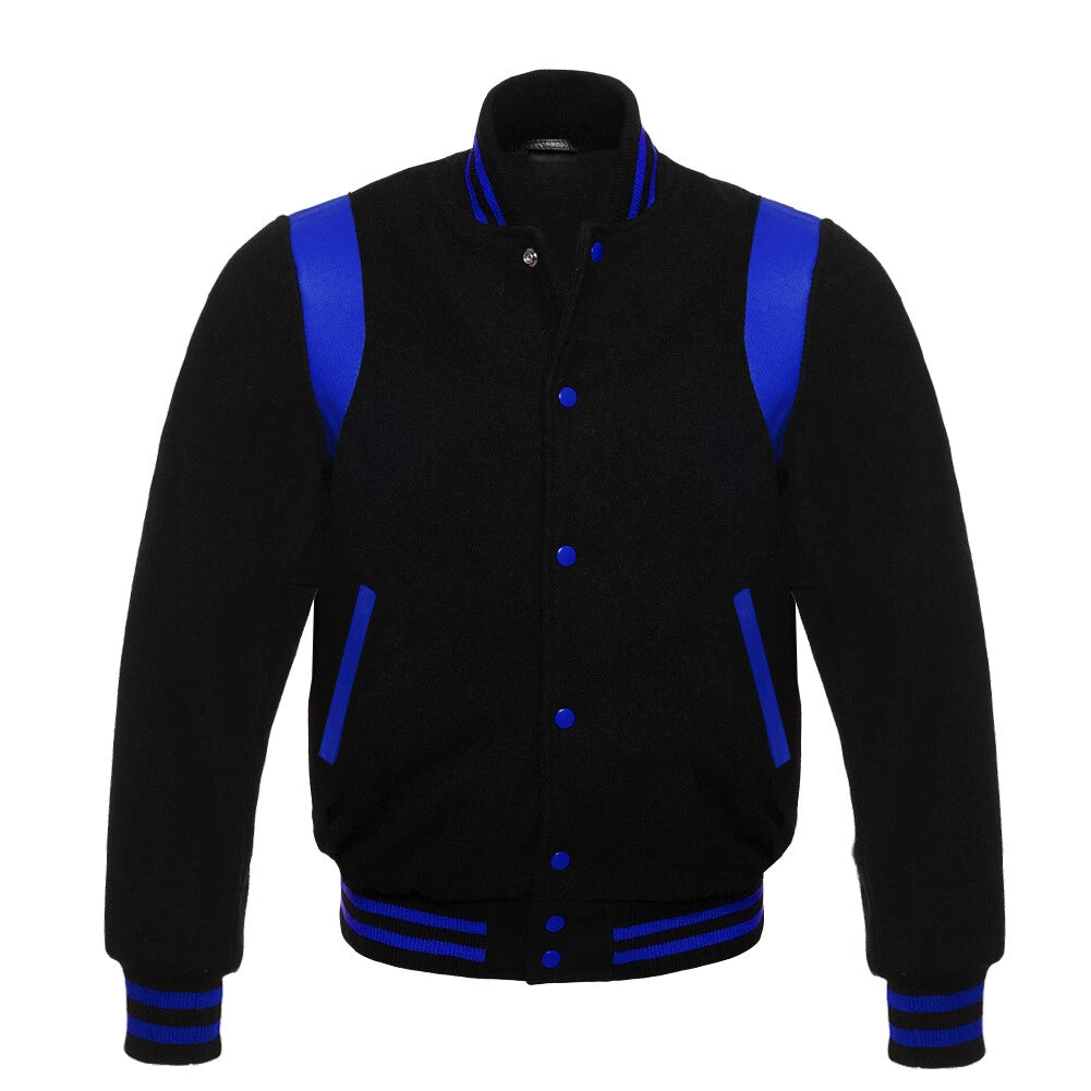 BLACK AND BLUE RETRO VARSITY JACKET FOR KIDS