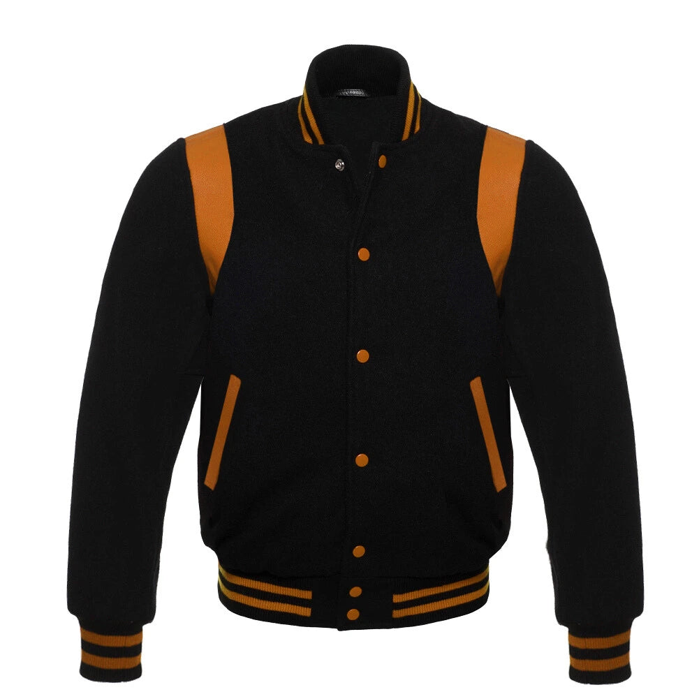 BLACK AND GOLD RETRO VARSITY JACKET FOR KIDS