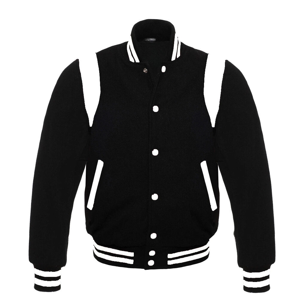 BLACK AND WHITE RETRO VARSITY JACKET FOR KIDS