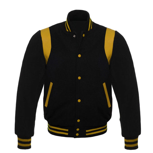 BLACK AND YELLOW VARSITY JACKET FOR WOMEN