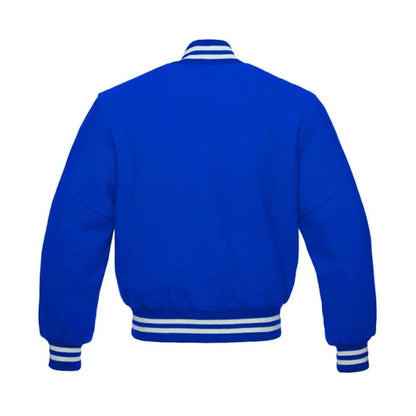 Royal Blue All Wool Varsity Jacket Back Side