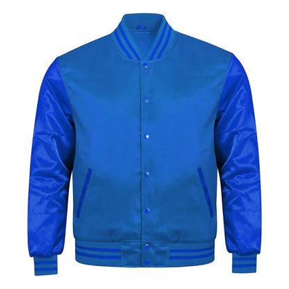 Royal Blue Satin Varsity Jacket
