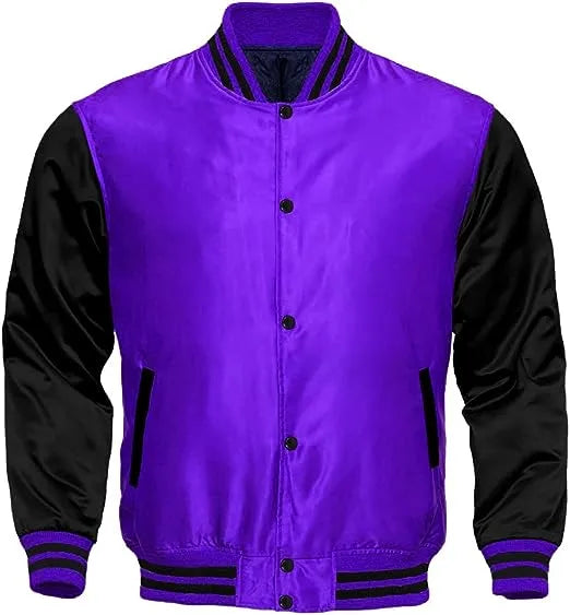 Royal Blue Satin Varsity Jacket