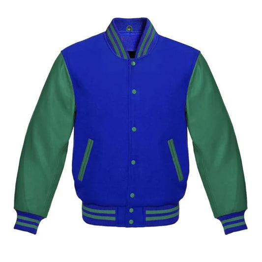 Royal Blue and Green Varsity Jacket
