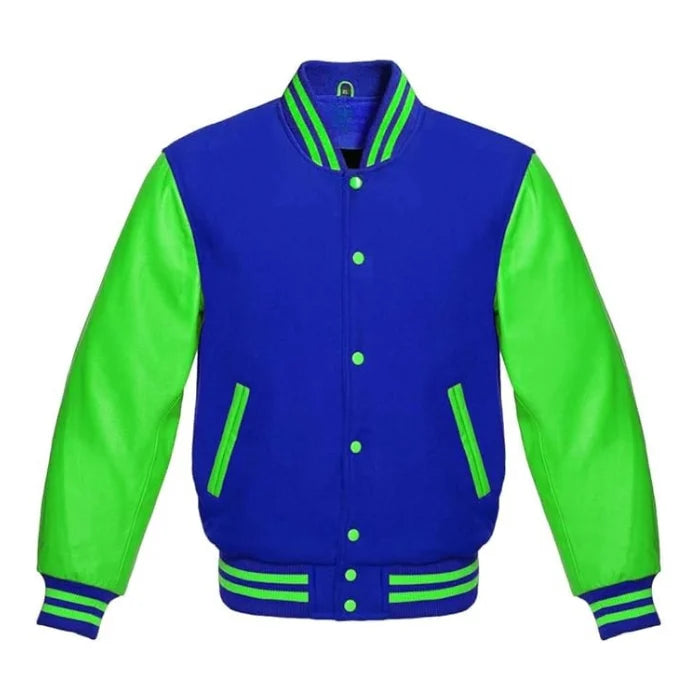 Royal Blue and Kelly Green Varsity Jacket