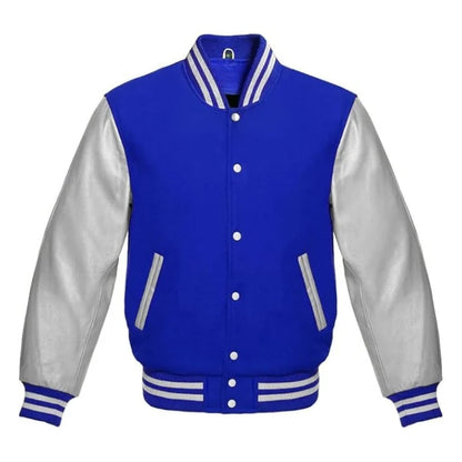 Royal Blue and Silver Varsity Jacket