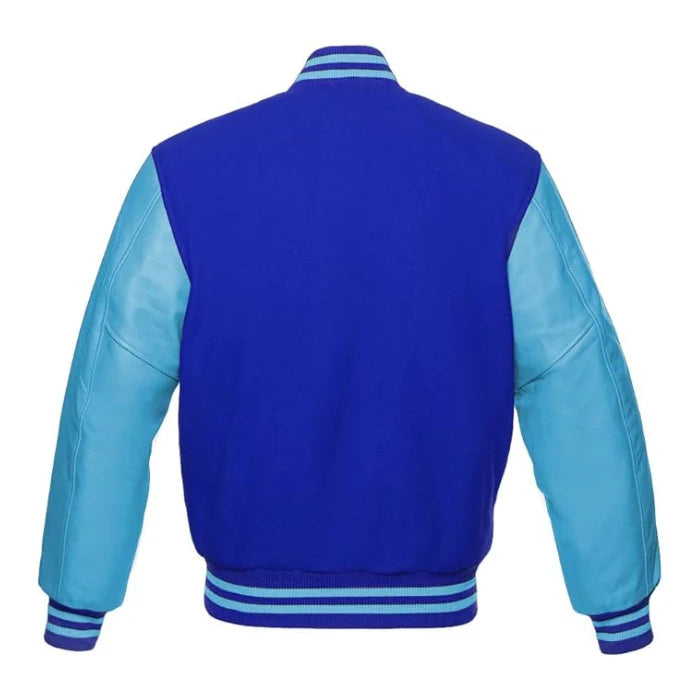 Royal and Sky Blue Varsity Jacket Back Side