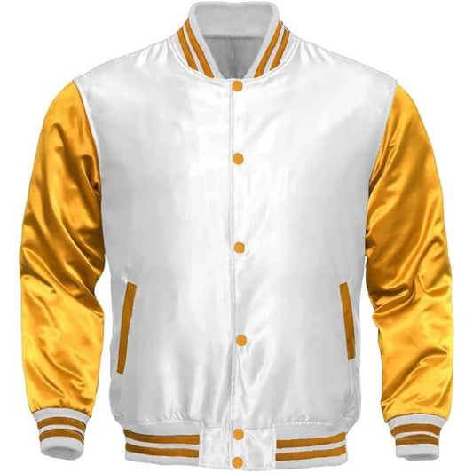 GOLD AND WHITE SATIN JACKET MENS