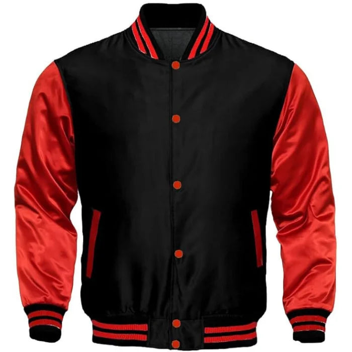 BLACK AND RED SATIN JACKET WOMENS