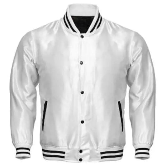 White Satin Varsity Jacket