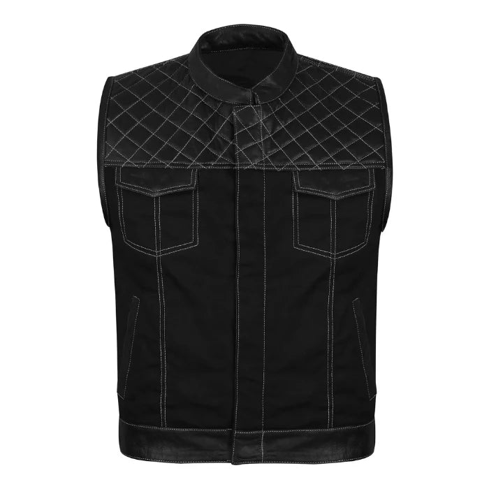 Shadow Quilted Black Biker Vest