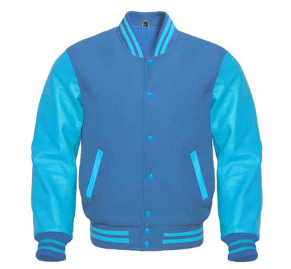 Sky Blue Varsity Jacket Front Side