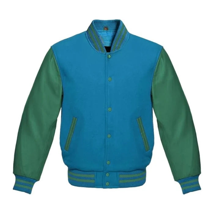 Sky Blue and Green Varsity Jacket