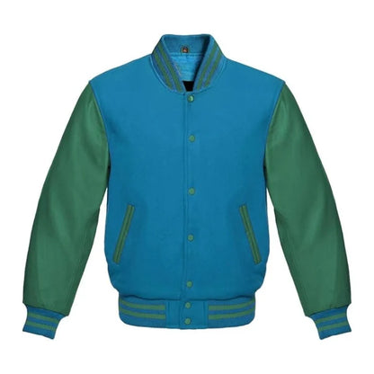 Sky Blue and Green Varsity Jacket