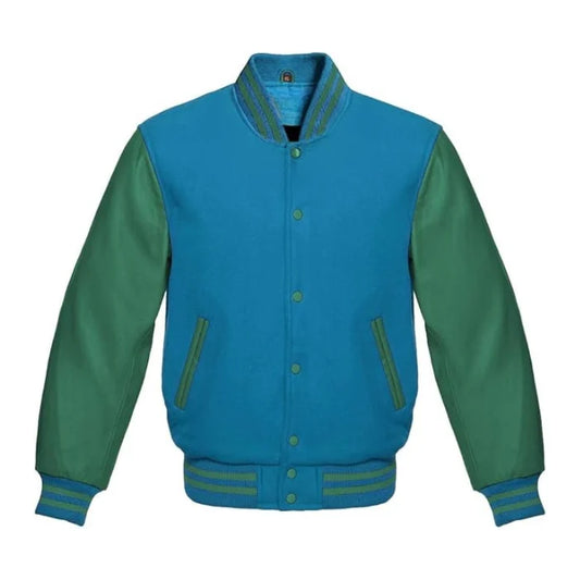Sky Blue and Green Varsity Jacket