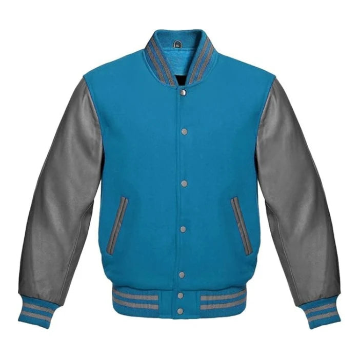 Sky Blue and Grey Varsity Jacket