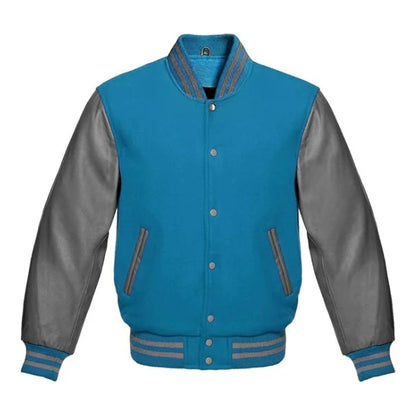 Sky Blue and Grey Varsity Jacket