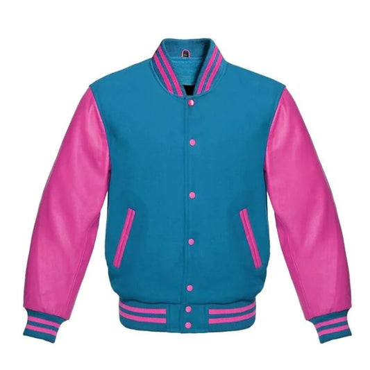 Sky Blue and Hot Pink Varsity Jacket