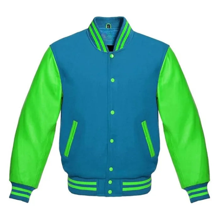 Sky Blue and Kelly Green Varsity Jacket