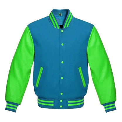 Sky Blue and Kelly Green Varsity Jacket