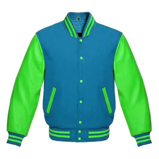 Sky Blue and Kelly Green Varsity Jacket