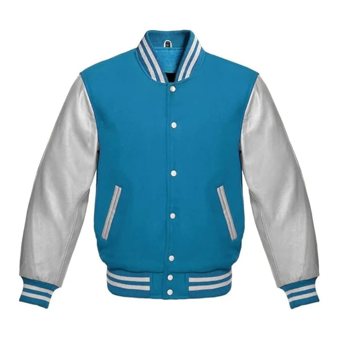 Sky Blue and Silver Varsity Jacket