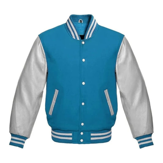 Sky Blue and Silver Varsity Jacket