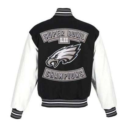 Super Bowl Champions Philadelphia Eagles Black Varsity Jacket Back Side