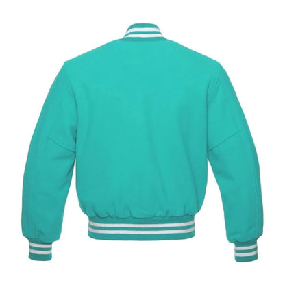Teal All Wool Varsity Jacket Back Side
