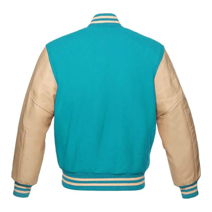 Tiffany and Cream Varsity Jacket Back Side