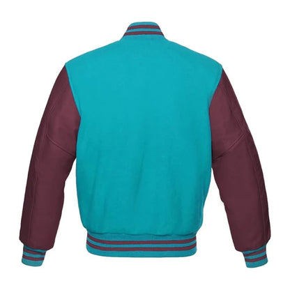 Tiffany and Maroon Varsity Jacket Back Side