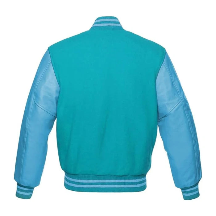 Tiffany and Sky Blue Varsity Jacket Back Side