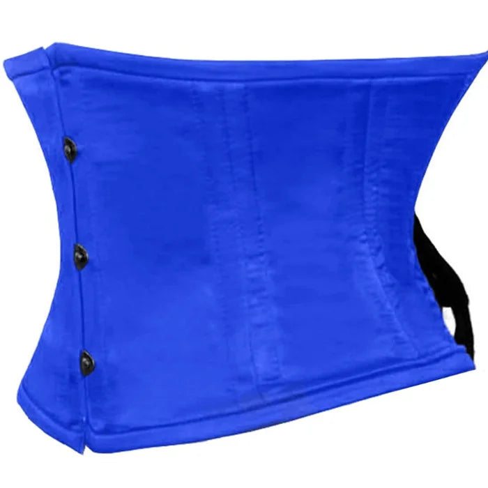 Blue Satin Double Steel Boned Underbust Waist Training Corset